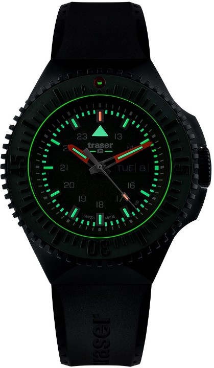 Obrázek Traser P69 Black Stealth Green Rubber + UV svítilna zdarma